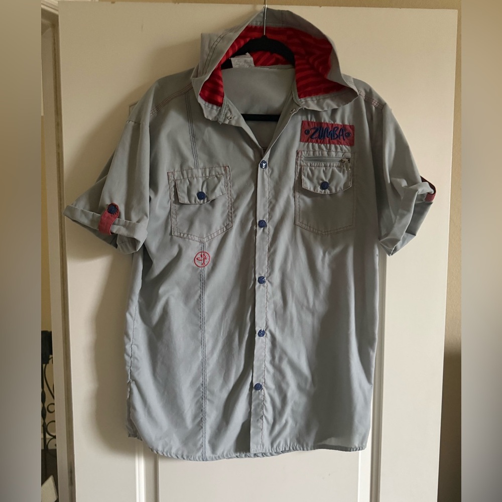 Men's Gray Zumbas Button-Up Shirt